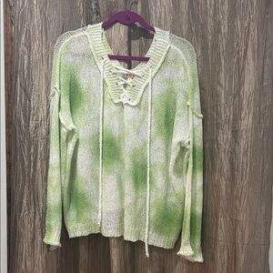 POL Green and White Women's Sweater